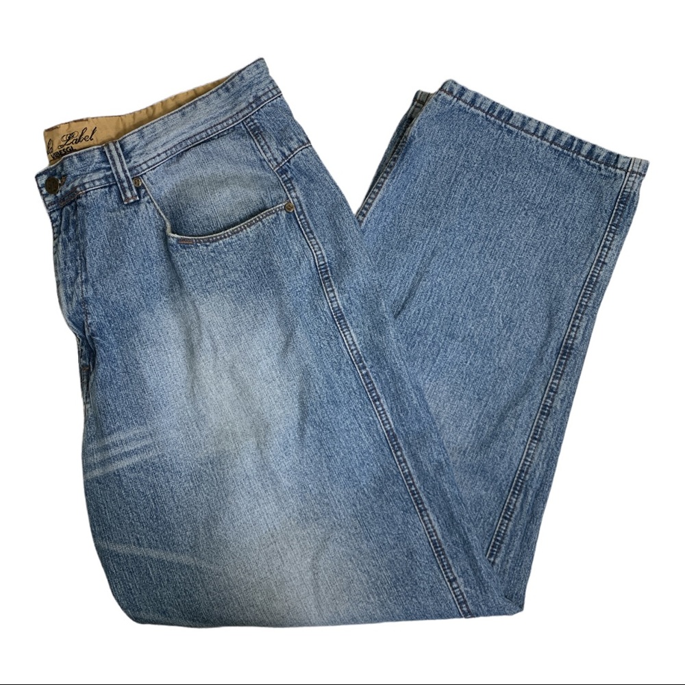 Vibes GL Jeans Men 40/32 Medium Wash Light Distress Straight Leg Streetwear